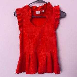 Anthropologie Coral Ruffled Top Size S